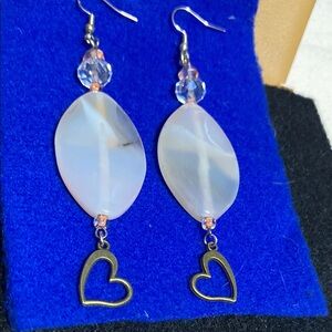 Elegant Moonstone and Crystal Dangle Heart Earrings